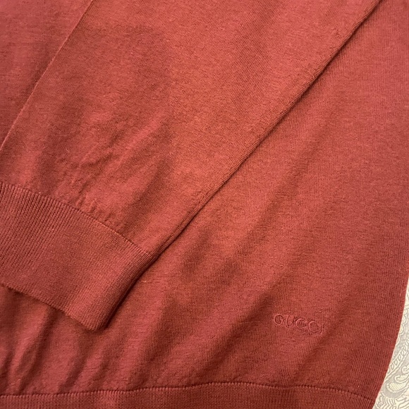 Gucci Men's V neck Wool Sweater Burgundy Size XL - Picture 7 of 9
